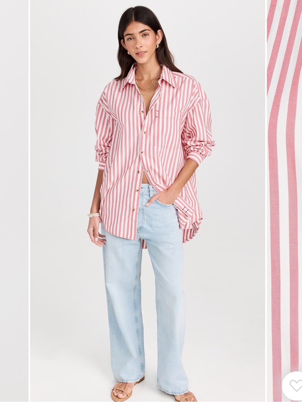 Free People Striped Pink Button-Up Shirt